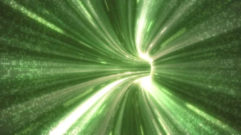 Camera running into an high speed green energy tunnel loop 스톡 동영상 130758707