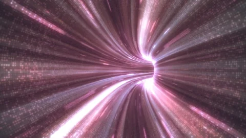 Camera running into an high speed purple energy tunnel loop Stock Footage 130758666