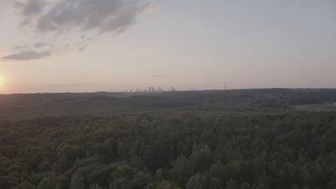 Camera rushes towards the distant city Video stock 92378304