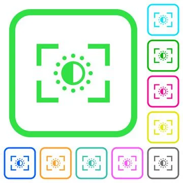 Camera saturation setting vivid colored flat icons Illustrazione stock