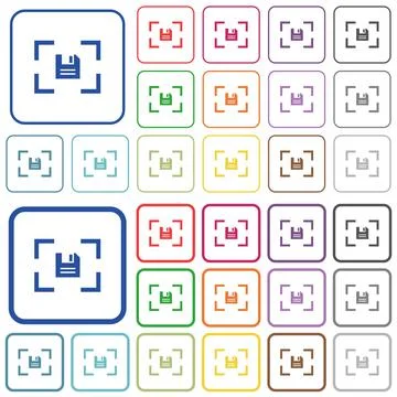 Camera save image outlined flat color icons Stock Illustration