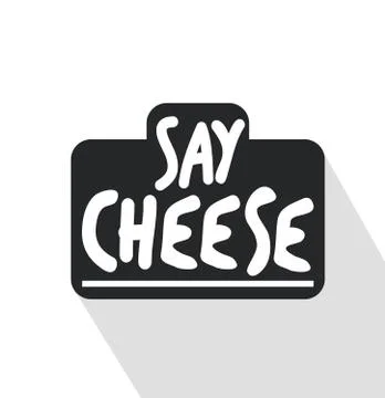 Camera with a say cheese note vector Stock Illustration