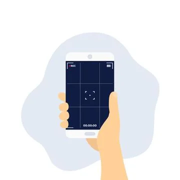 Camera screen frame, mobile video recording, smartphone in hand, vector Stock Illustration