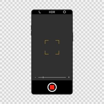 Camera screen interface on realistic smartphone. Mobile video and photo イラスト素材