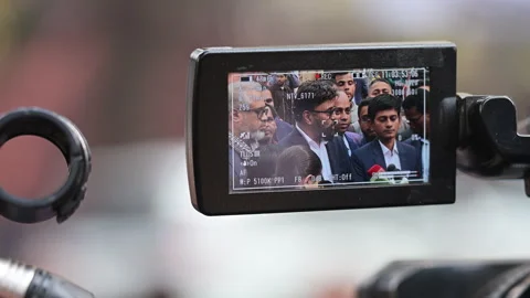 Camera Screen View BNP Official Speaks Dhaka Bangladesh Press Briefing Media Stock Footage 339009644