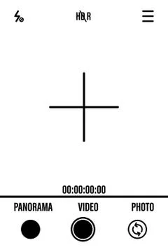 Camera screen with white frame, figures and battery symbol. Camcorder viewfin Stock Illustration