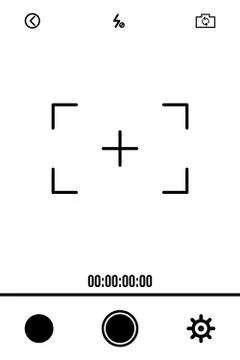 Camera screen with white frame, figures and battery symbol. Camcorder viewfin Stock Illustration