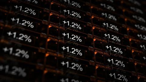 Camera Scrolls Across a Bitcoin Trading Network - Orange Version 2 00000 Stock Illustration