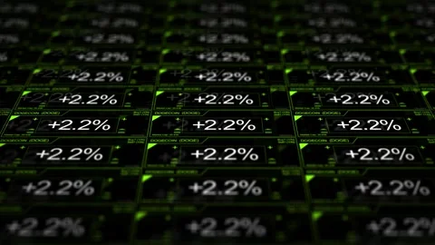 Camera Scrolls Across a Dogecoin Trading Network Stock Footage 309858734