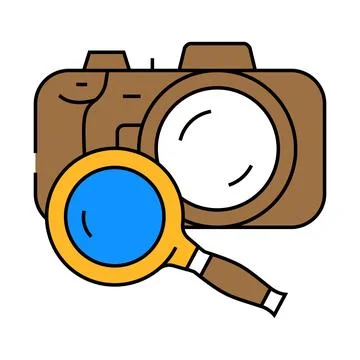 Camera search magnifying glass icon color illustration Stock Illustration
