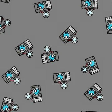 Camera search magnifying glass vector seamless pattern Stockillustratie