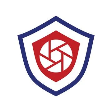 Camera Security Shield Vector Logo Stock Illustration
