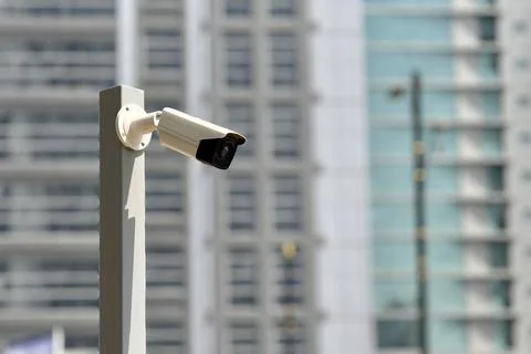 Camera security system have waterproof cover to protect camera installed on wall Stock Photos