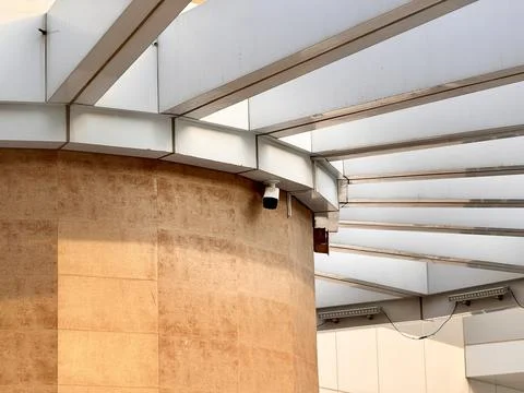 Camera security system have waterproof cover to protect camera installed on an Stock Photos