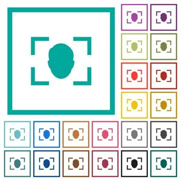 Camera selfie mode flat color icons with quadrant frames Stock Illustration