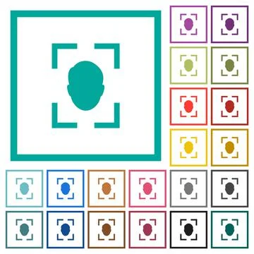 Camera selfie mode flat color icons with quadrant frames Stock Illustration