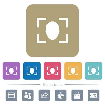 Camera selfie mode flat icons on color rounded square backgrounds Stock Illustration