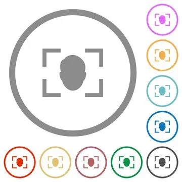 Camera selfie mode flat icons with outlines Stock Illustration