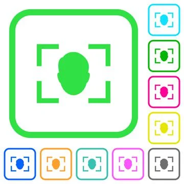 Camera selfie mode vivid colored flat icons Stock Illustration