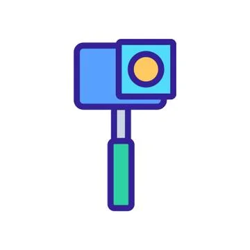 Camera on selfie stick icon vector outline illustration Stock Illustration