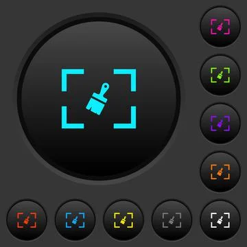 Camera sensor cleaning dark push buttons with color icons Stock Illustration