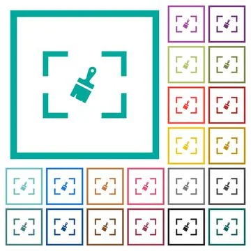 Camera sensor cleaning flat color icons with quadrant frames Stock Illustration