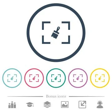Camera sensor cleaning flat color icons in round outlines Illustrazione stock