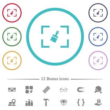 Camera sensor cleaning flat color icons in circle shape outlines Stock Illustration