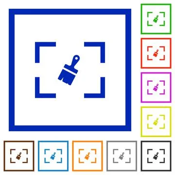 Camera sensor cleaning flat framed icons Illustrazione stock