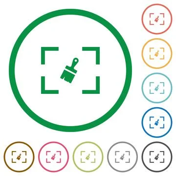 Camera sensor cleaning flat icons with outlines Stock Illustration