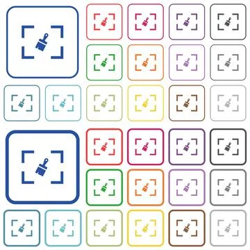 Camera sensor cleaning outlined flat color icons Illustrazione stock