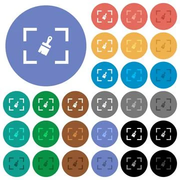 Camera sensor cleaning round flat multi colored icons Stock Illustration