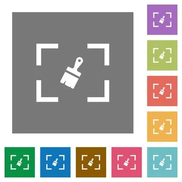 Camera sensor cleaning square flat icons Stock Illustration