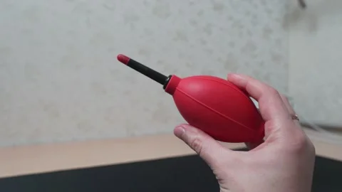 Camera sensor cleaning using an air-blower Video stock 232612482