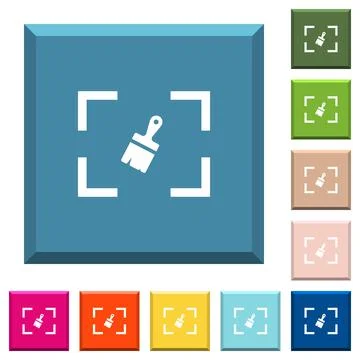 Camera sensor cleaning white icons on edged square buttons Stock Illustration
