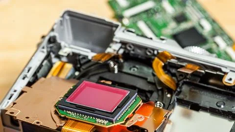 Camera sensor matrix close up Stock Photos
