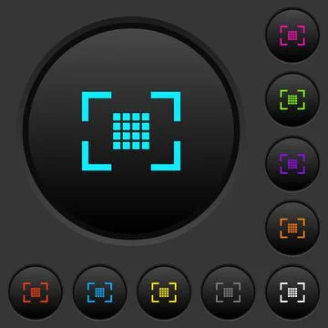 Camera sensor settings dark push buttons with color icons Stock Illustration