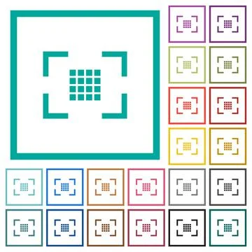 Camera sensor settings flat color icons with quadrant frames Stock Illustration