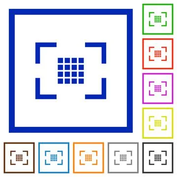 Camera sensor settings flat framed icons Illustrazione stock