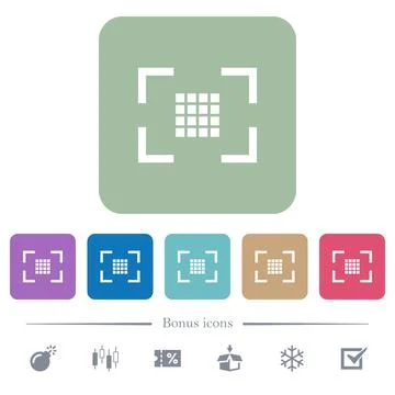 Camera sensor settings flat icons on color rounded square backgrounds Stock Illustration