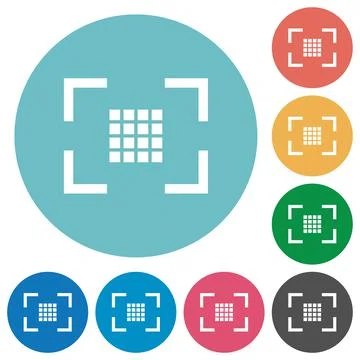 Camera sensor settings flat round icons Illustrazione stock