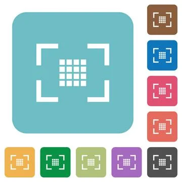 Camera sensor settings rounded square flat icons Illustrazione stock