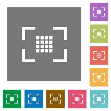 Camera sensor settings square flat icons Stock Illustration