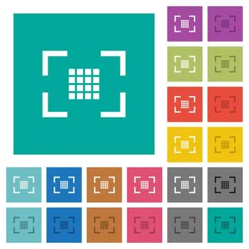 Camera sensor settings square flat multi colored icons Stock Illustration
