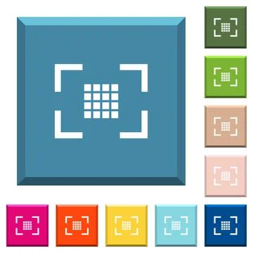 Camera sensor settings white icons on edged square buttons Illustrazione stock