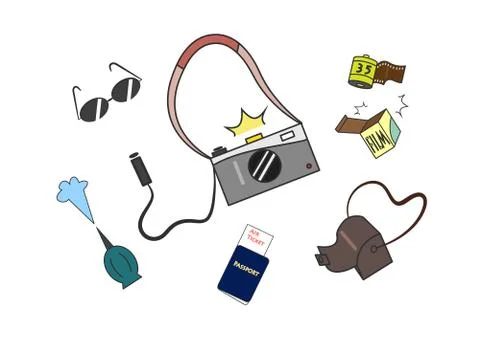 Camera set for traveling Stock Illustration