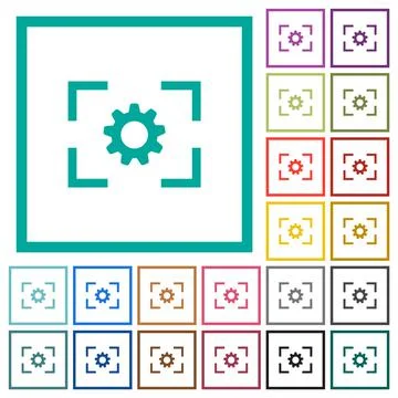 Camera setting flat color icons with quadrant frames Stock Illustration