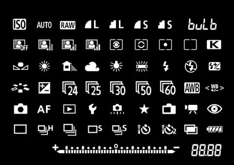 Camera settings symbols Stock Illustration