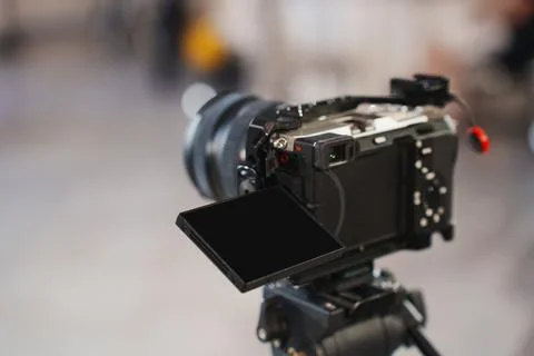 Camera setup ready for shooting in a modern studio environment Stock Photos