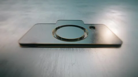 Camera shape  icon metal logo Stock Illustration